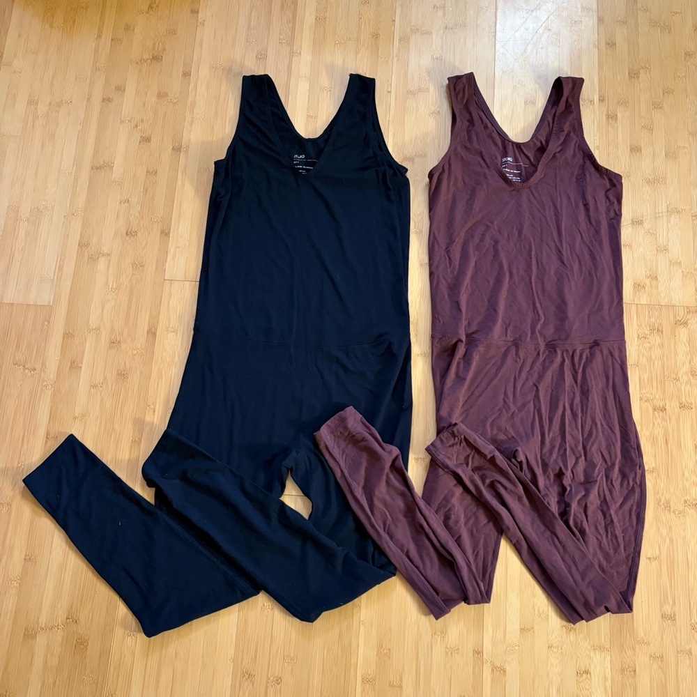 Women's Black and Brown Sleeveless Jumpsuit Set Storq Maternity